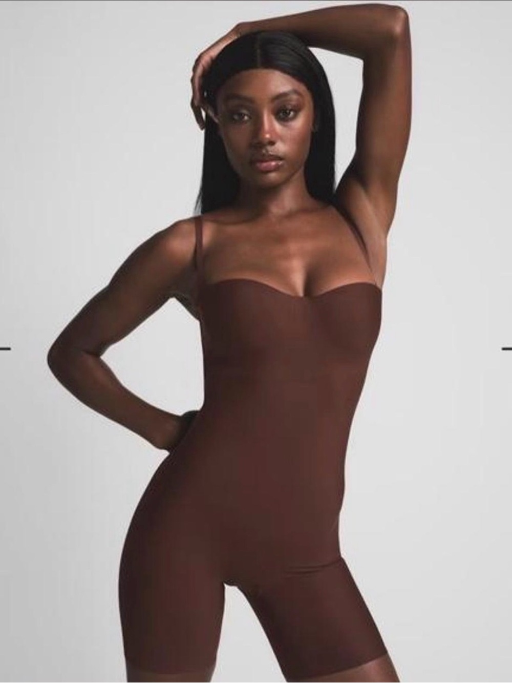 SKIMS Chocolate Brown Sculpting Mini Dress with Built-In Cups